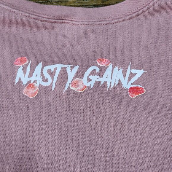 Pastel Pink LS Oversized Crop Sweatshirt "Flower Power" - Size Large - Picture 4 of 5